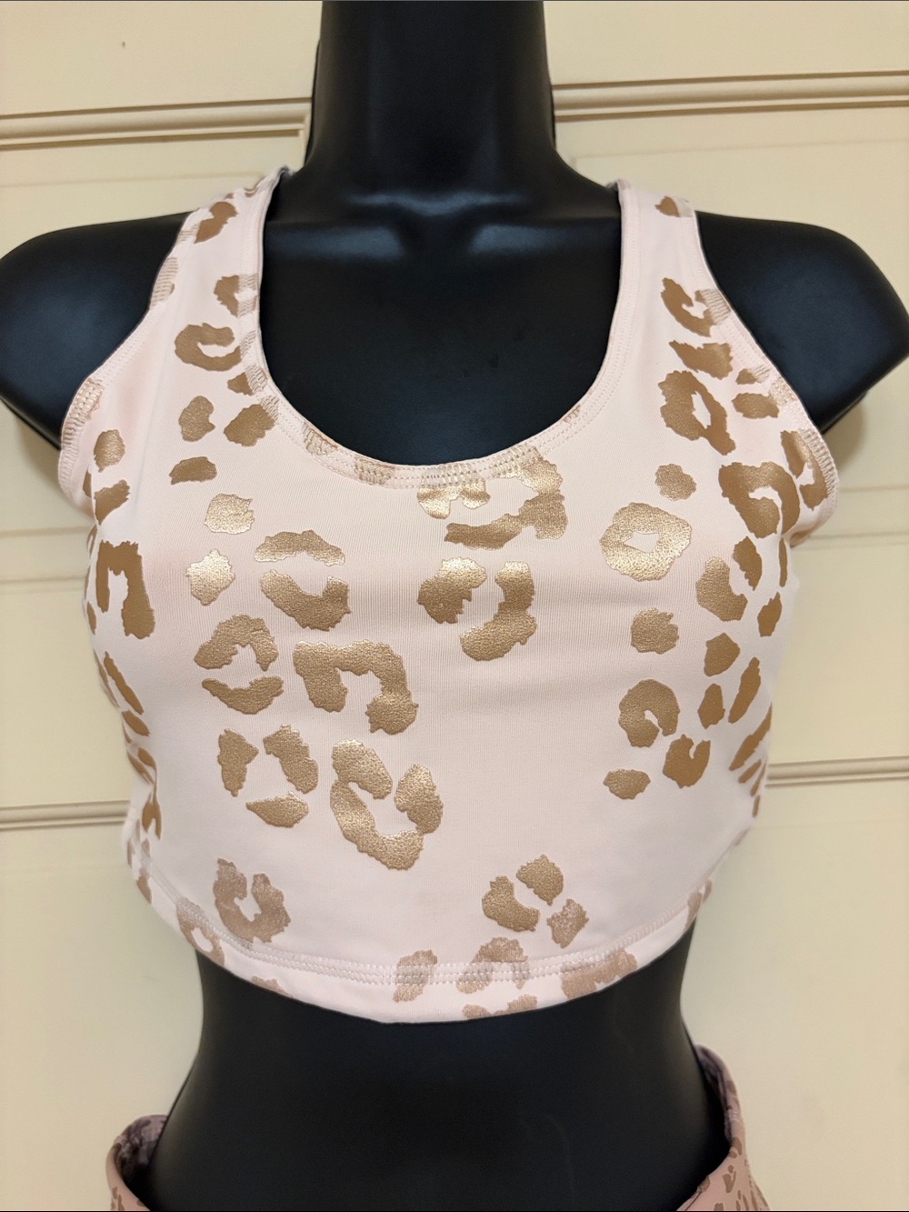 1.4.3. Story by Line Up Blush Pink Metallic Gold Leopard Print Crop Top